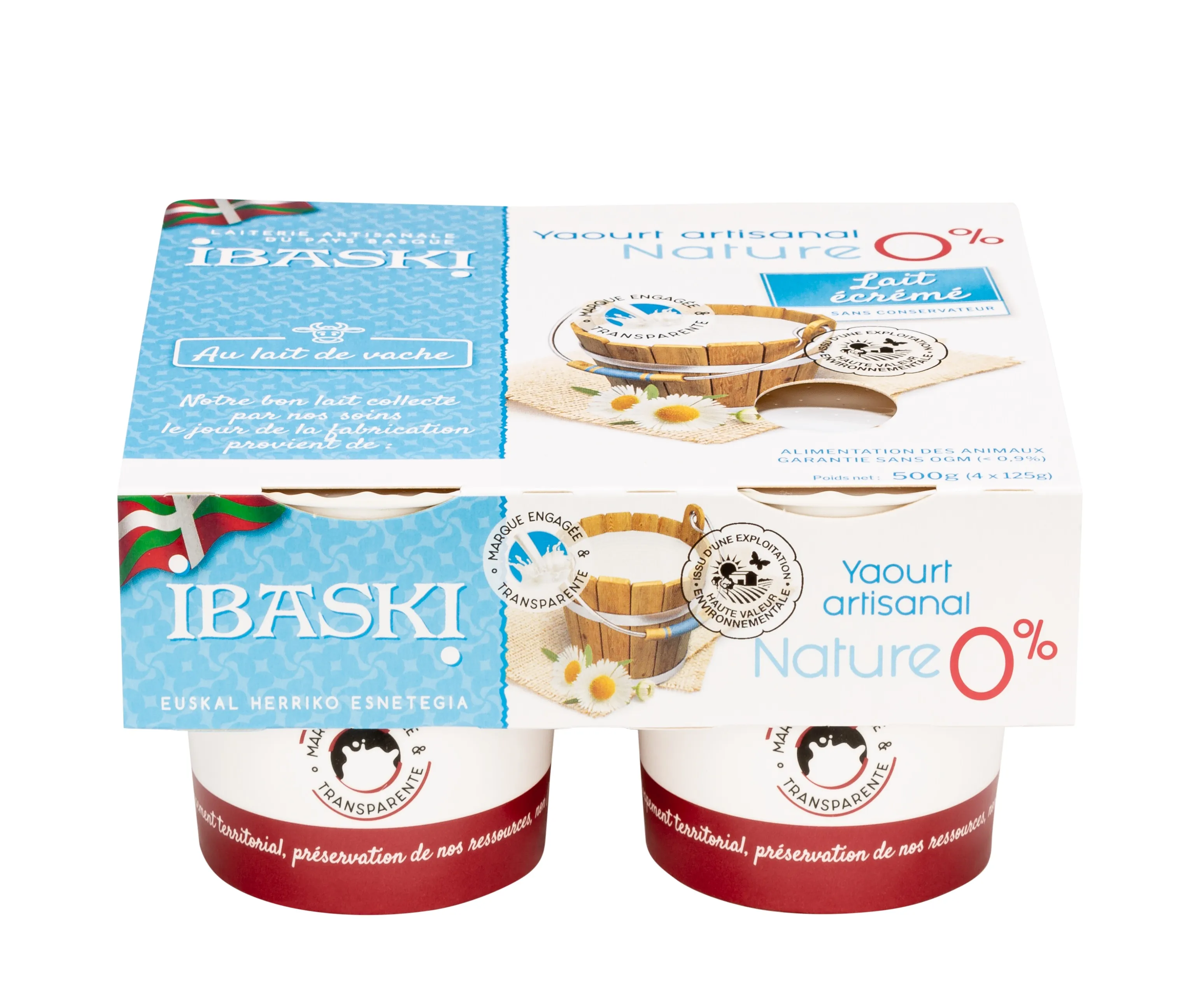 Yaourt Nature 0% Pot Carton 4 x 125g